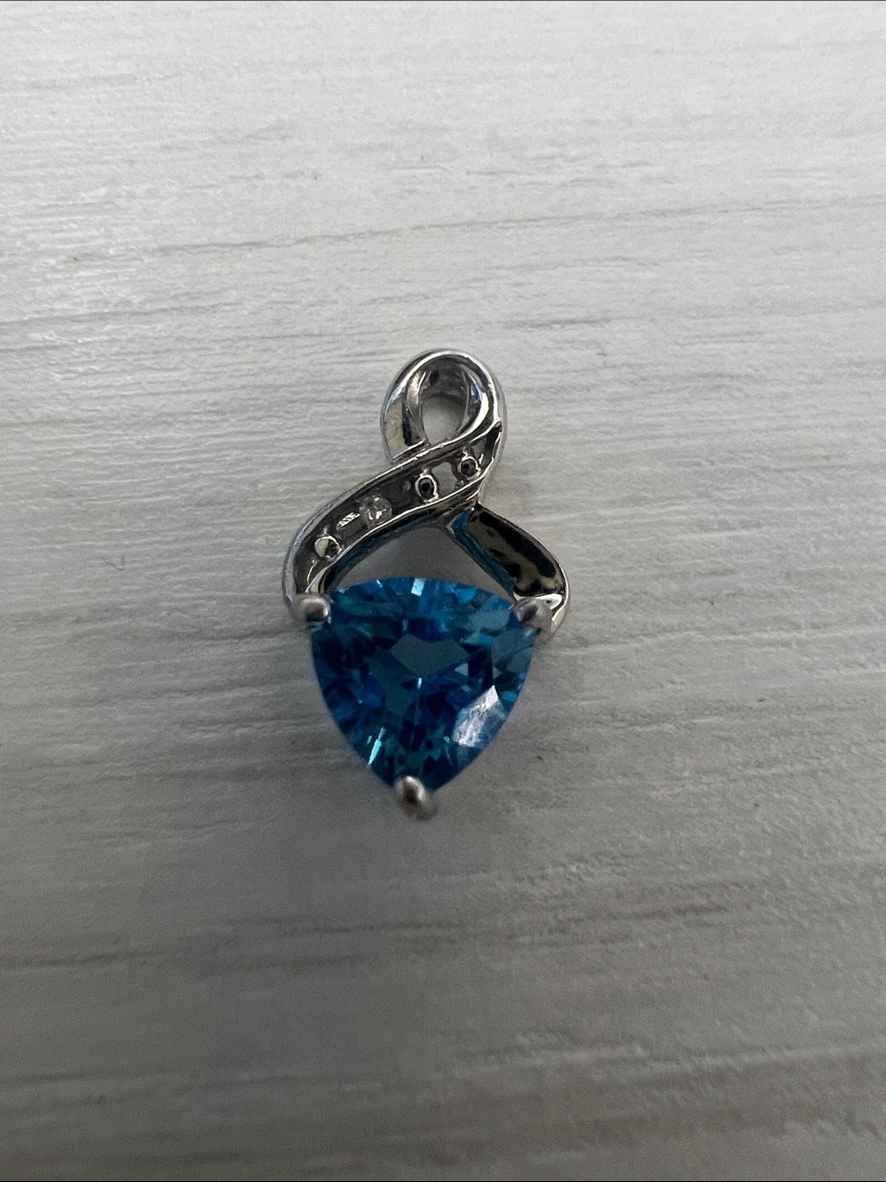 10K GOLD Blue Trillion-Cut Pendant